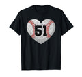 Baseball Number 51 Distressed Heart T-Shirt - Minimalist Print Unisex - T-Shirt, Sweatshirt, Hoodie
