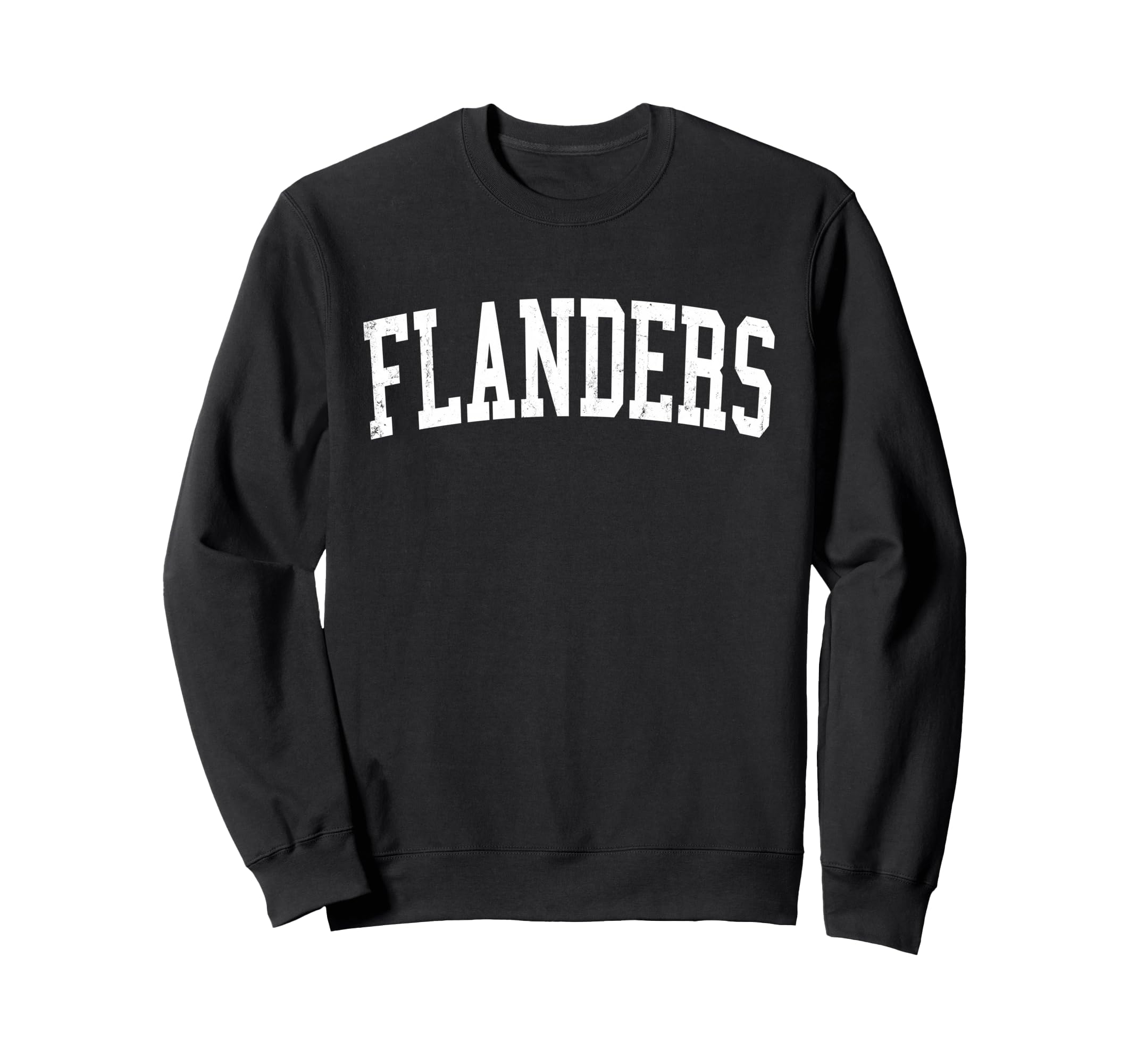 Flanders Nj Distressed White Varsity Sweatshirt - Unique Graphic for Adults - T-Shirt, Sweatshirt, Hoodie