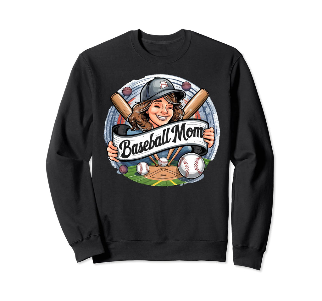 Womens Baseball Mom Mama Mothers Sweatshirt - Minimalist Print Men Women - T-Shirt, Sweatshirt, Hoodie