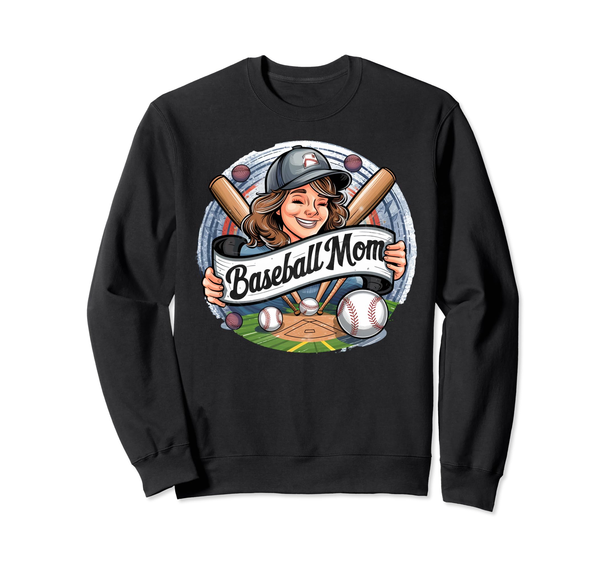 Womens Baseball Mom Mama Mothers Sweatshirt - Minimalist Print Men Women - T-Shirt, Sweatshirt, Hoodie