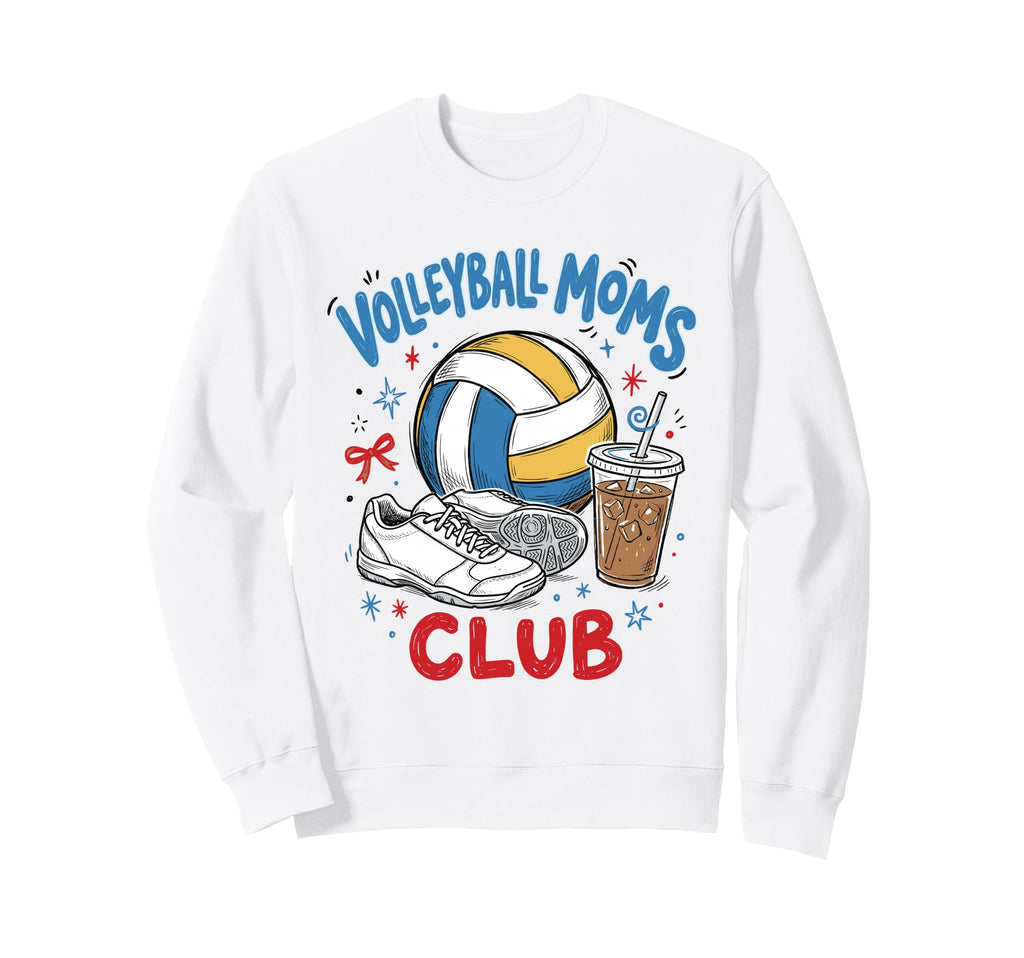 Volleyball Moms Club Iced Coffee Sports Sweatshirt - Trendy Graphic Unisex - T-Shirt, Sweatshirt, Hoodie