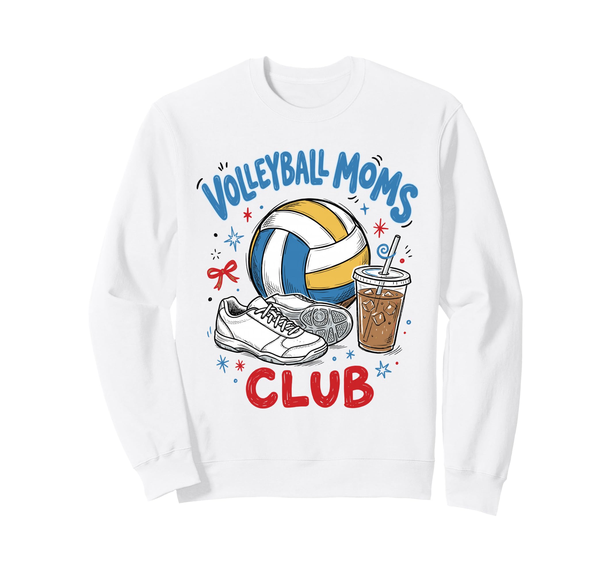 Volleyball Moms Club Iced Coffee Sports Sweatshirt - Trendy Graphic Unisex - T-Shirt, Sweatshirt, Hoodie