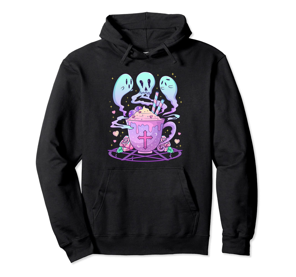 Kawaii Pastel Goth Creepy Ghost Cup Hoodie - Fun Novelty Design Unisex - T-Shirt, Sweatshirt, Hoodie