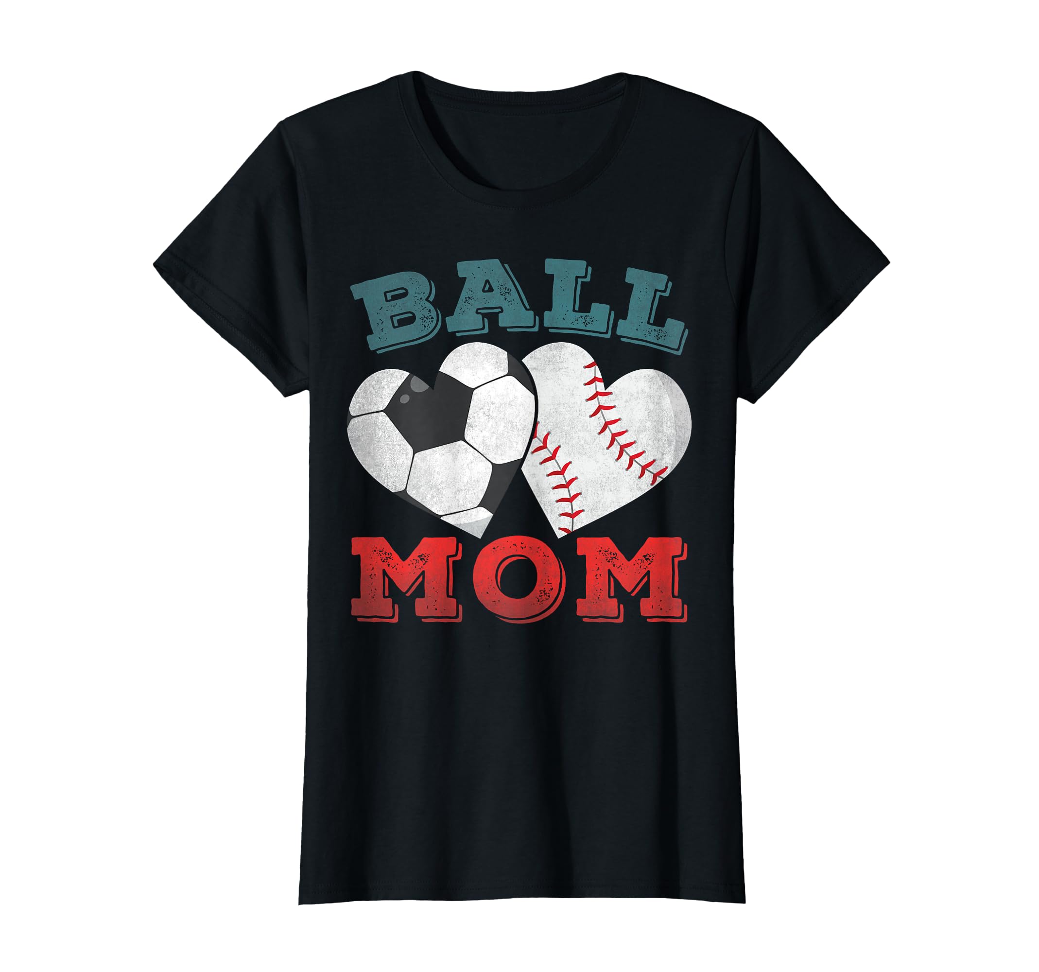 Ball Mom Heart Baseball Soccer Mom T-Shirt - Casual Everyday Wear Unisex - T-Shirt, Sweatshirt, Hoodie