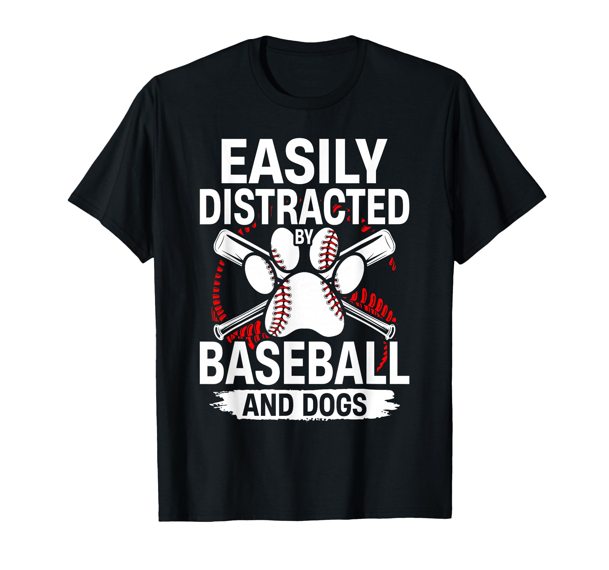 Easily Distracted Baseball And Dogs T-Shirt - Custom Art Print Unisex - T-Shirt, Sweatshirt, Hoodie