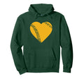 Gold And Green Baseball Heart Hoodie - Minimalist Print for Adults - T-Shirt, Sweatshirt, Hoodie