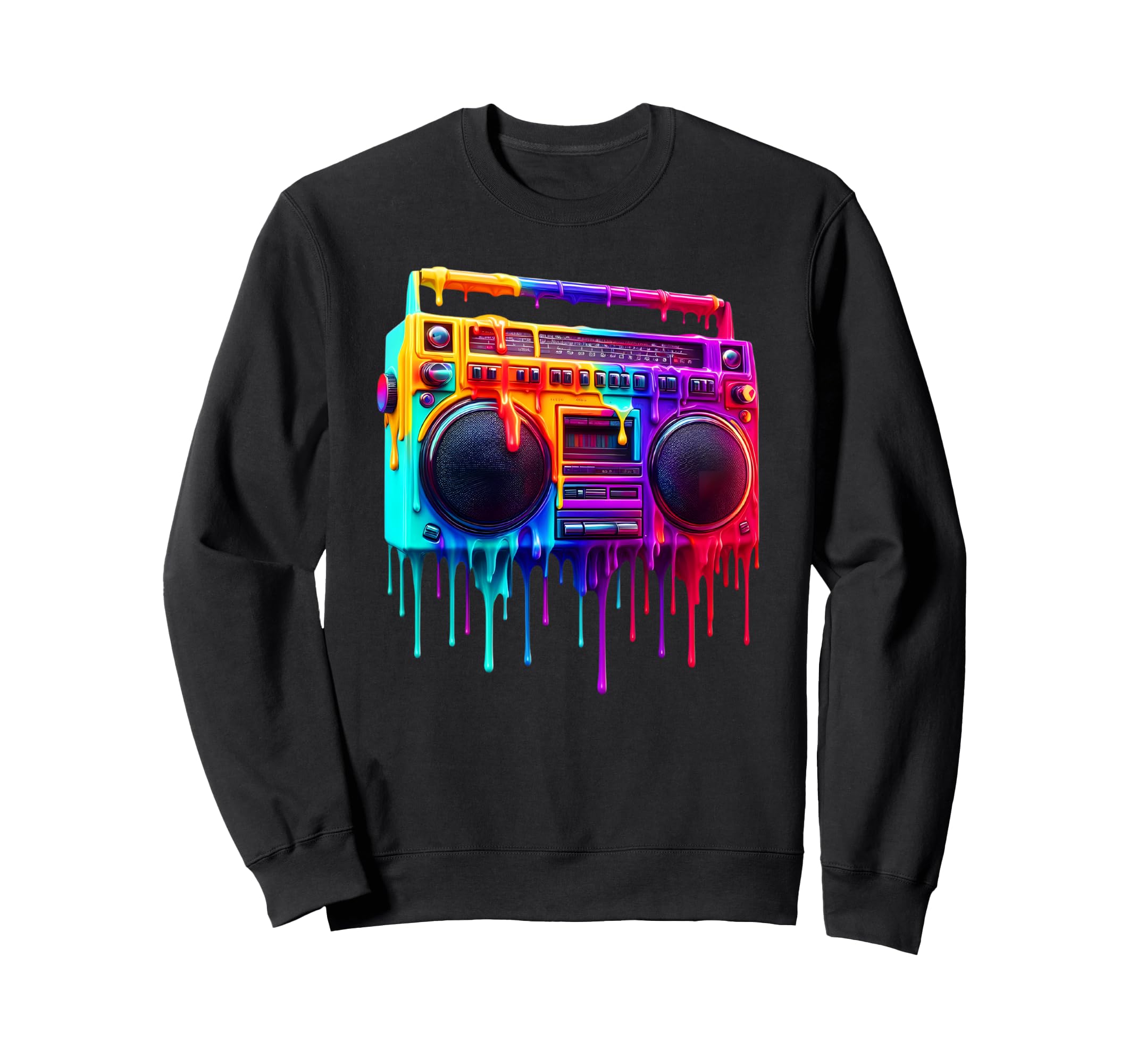 Dripping Paint Boombox Old School Sweatshirt - Streetwear Style for Adults - T-Shirt, Sweatshirt, Hoodie