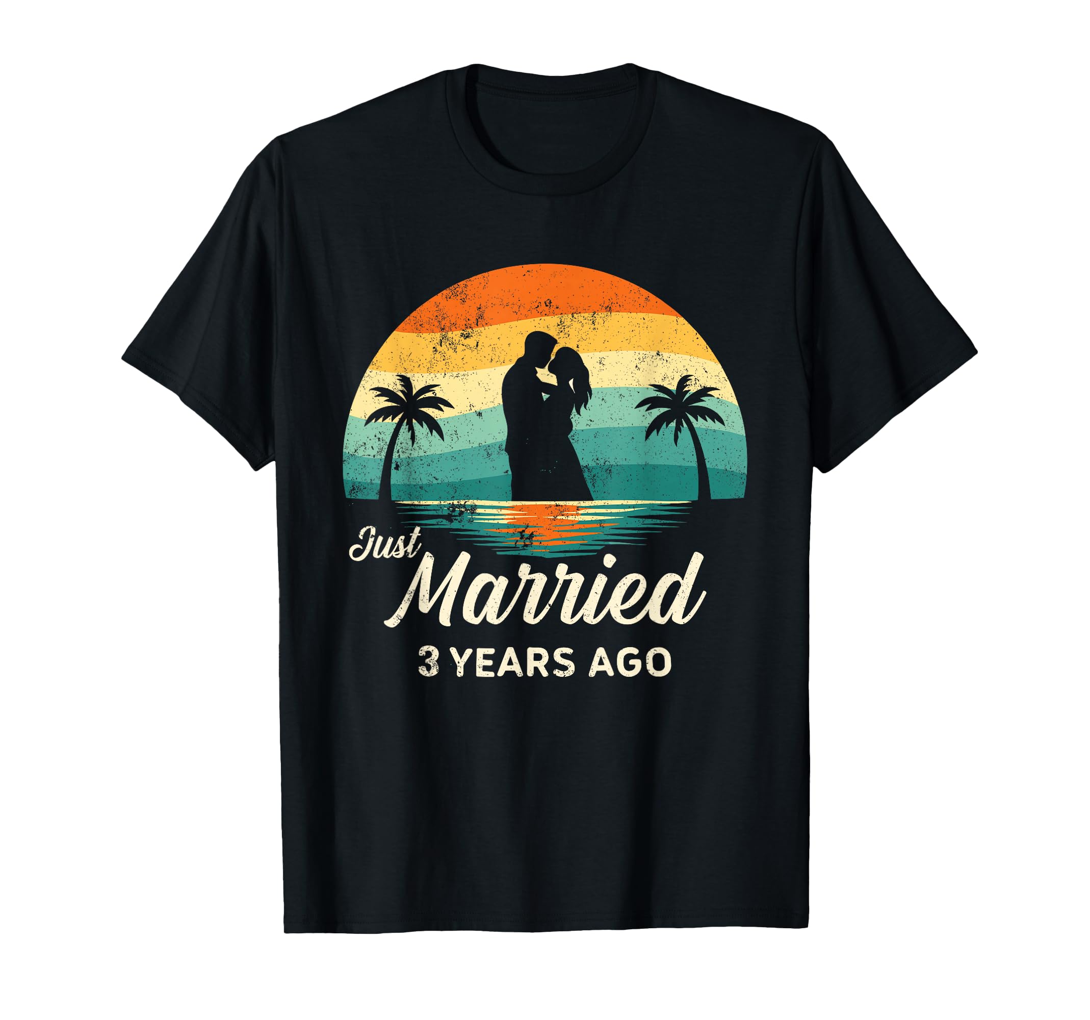 Sunset Just Married 3 Years Ago T-Shirt - Casual Everyday Wear Men Women - T-Shirt, Sweatshirt, Hoodie