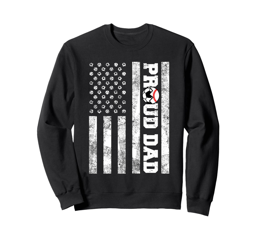 Proud Dad American Flag Funny Sweatshirt - Minimalist Print Men Women - T-Shirt, Sweatshirt, Hoodie