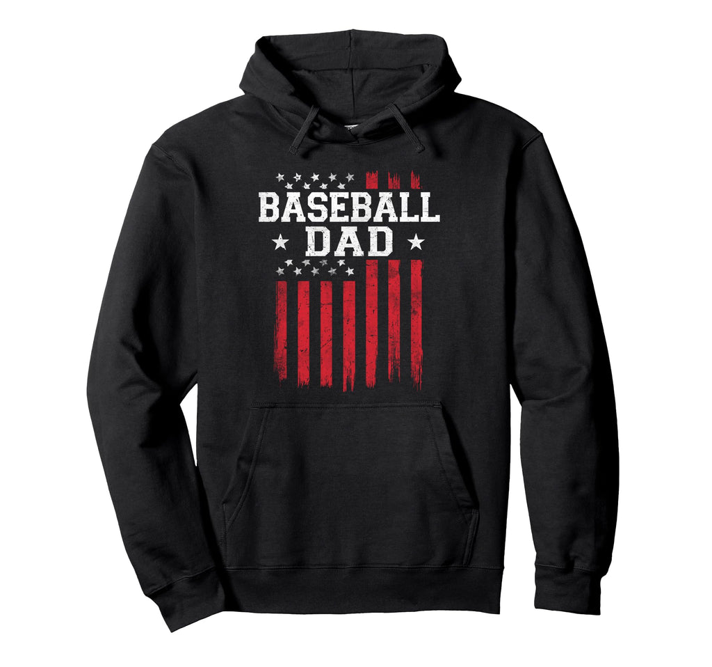 Baseball Dad Proud American Flag Usa Patriot Hoodie - Graphic Print Unisex - T-Shirt, Sweatshirt, Hoodie
