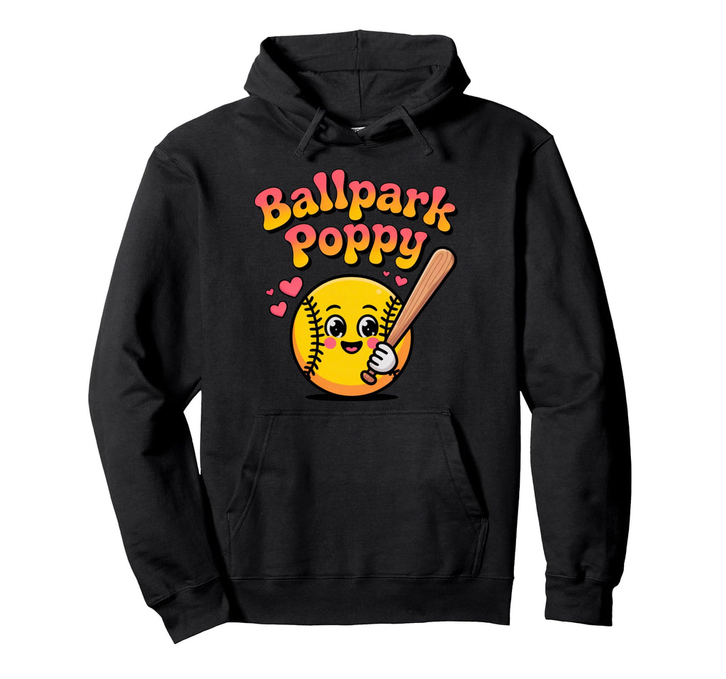 Ballpark Poppy Softball And Baseball Hoodie - Minimalist Print Men Women - T-Shirt, Sweatshirt, Hoodie