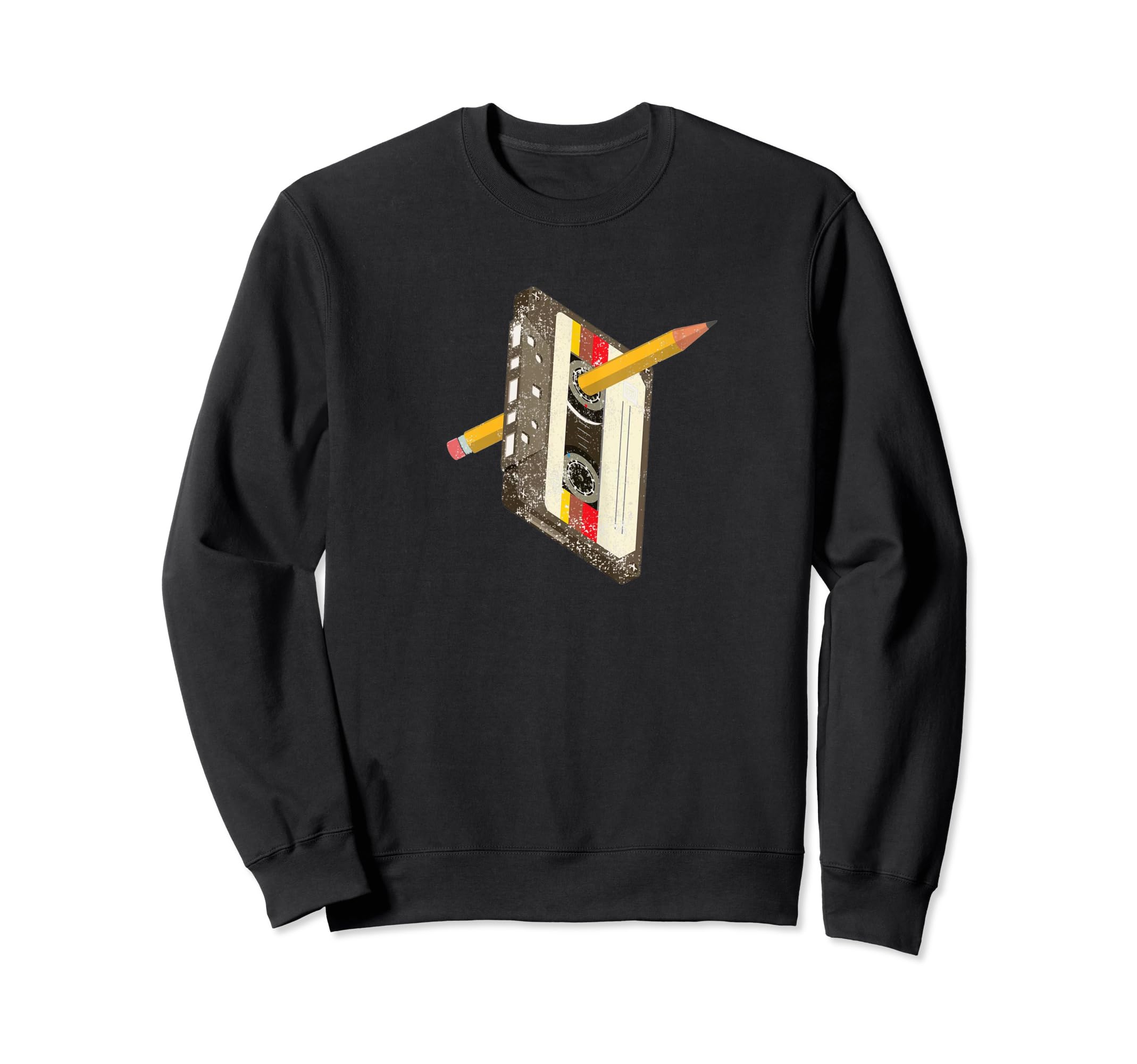 80S Cassette Tape Pencil Sweatshirt - Casual Everyday Wear for Adults - T-Shirt, Sweatshirt, Hoodie