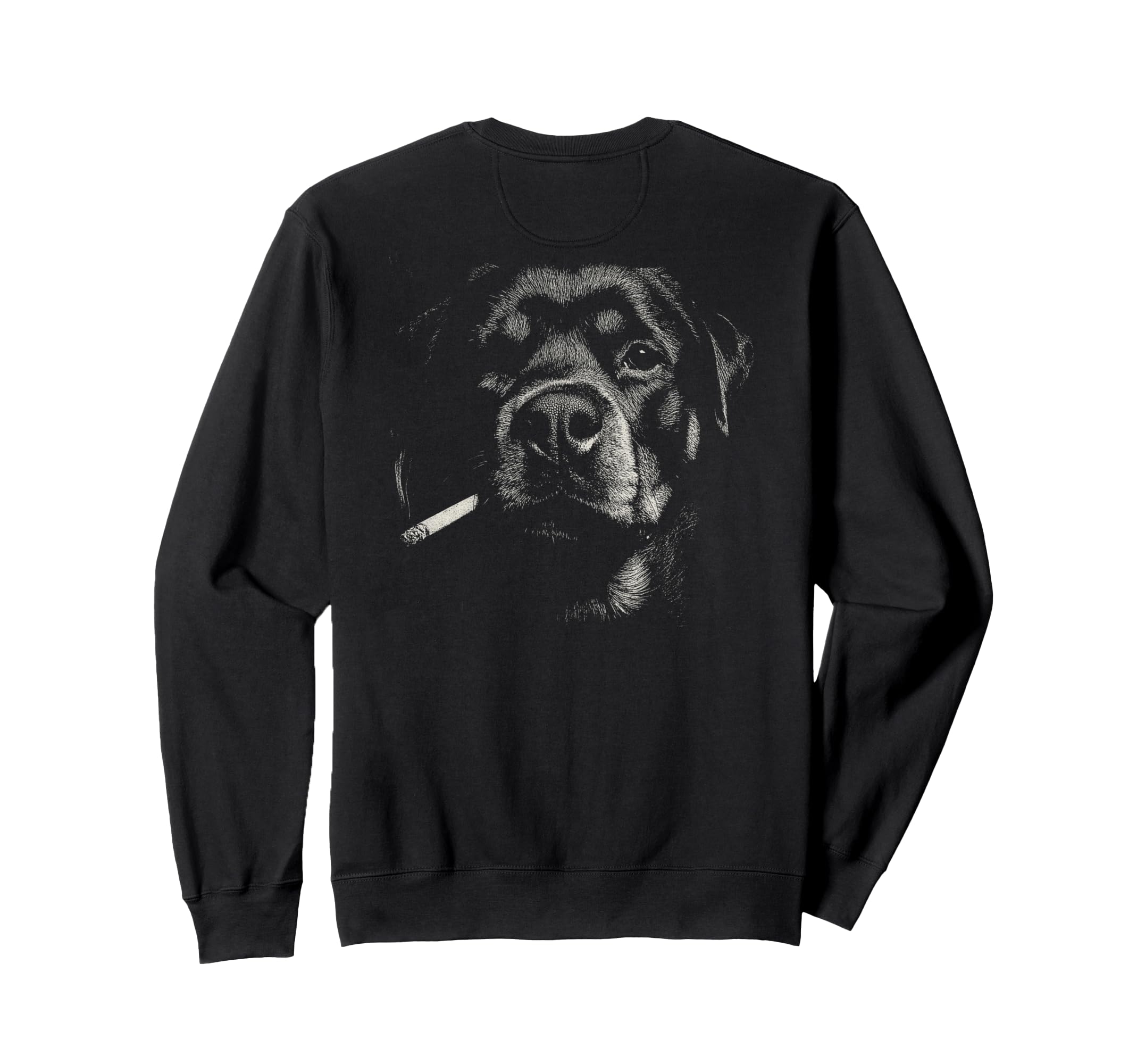 Rottweiler Smoking Cigarette Grunge Sweatshirt - Unique Graphic Unisex - T-Shirt, Sweatshirt, Hoodie