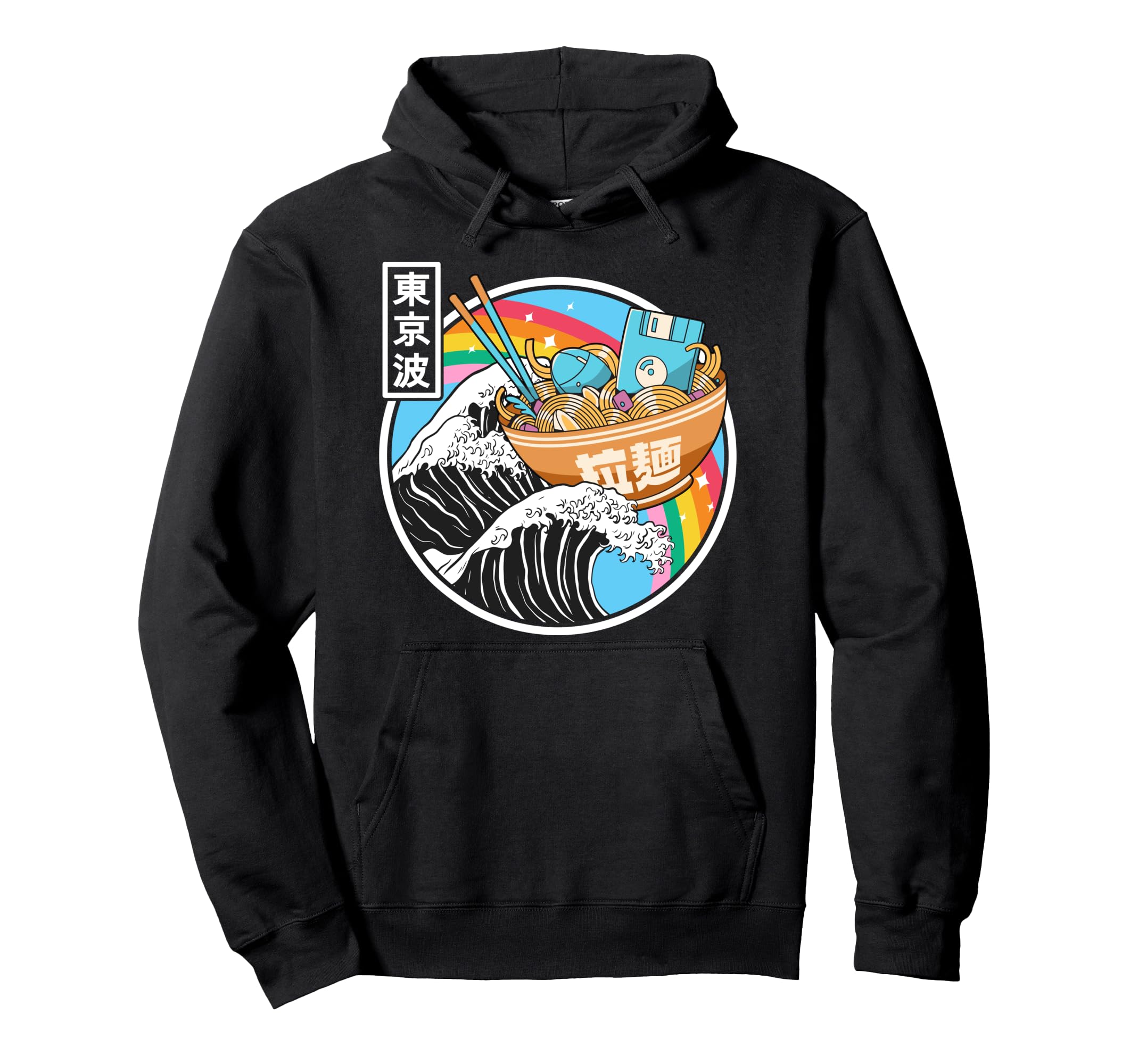 Digital Ramen Bowl Kanagawa Wave Japan Hoodie - Novelty Apparel Unisex - T-Shirt, Sweatshirt, Hoodie