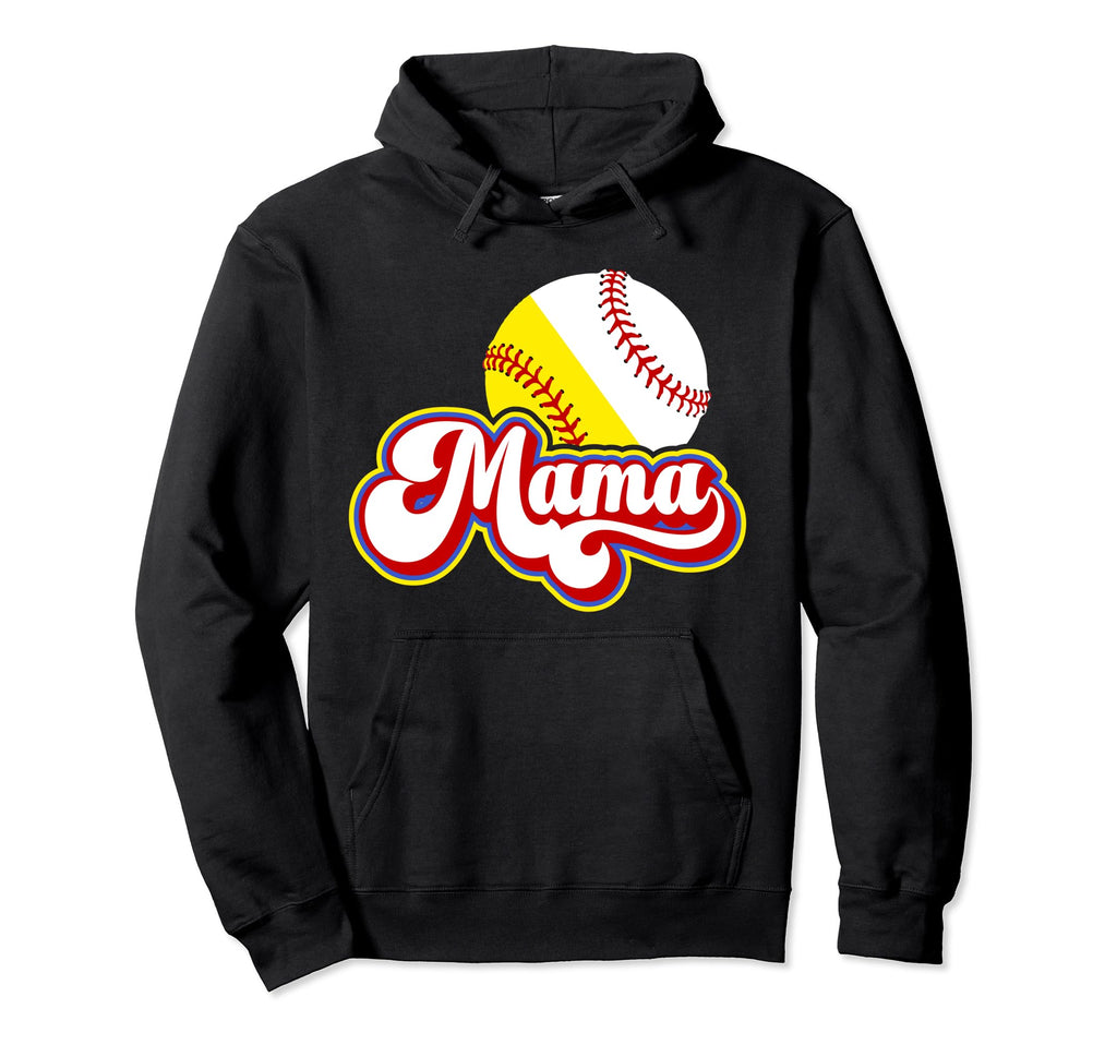 Mama Softball Baseball Mom Baseball Hoodie - Trendy Graphic for Adults - T-Shirt, Sweatshirt, Hoodie