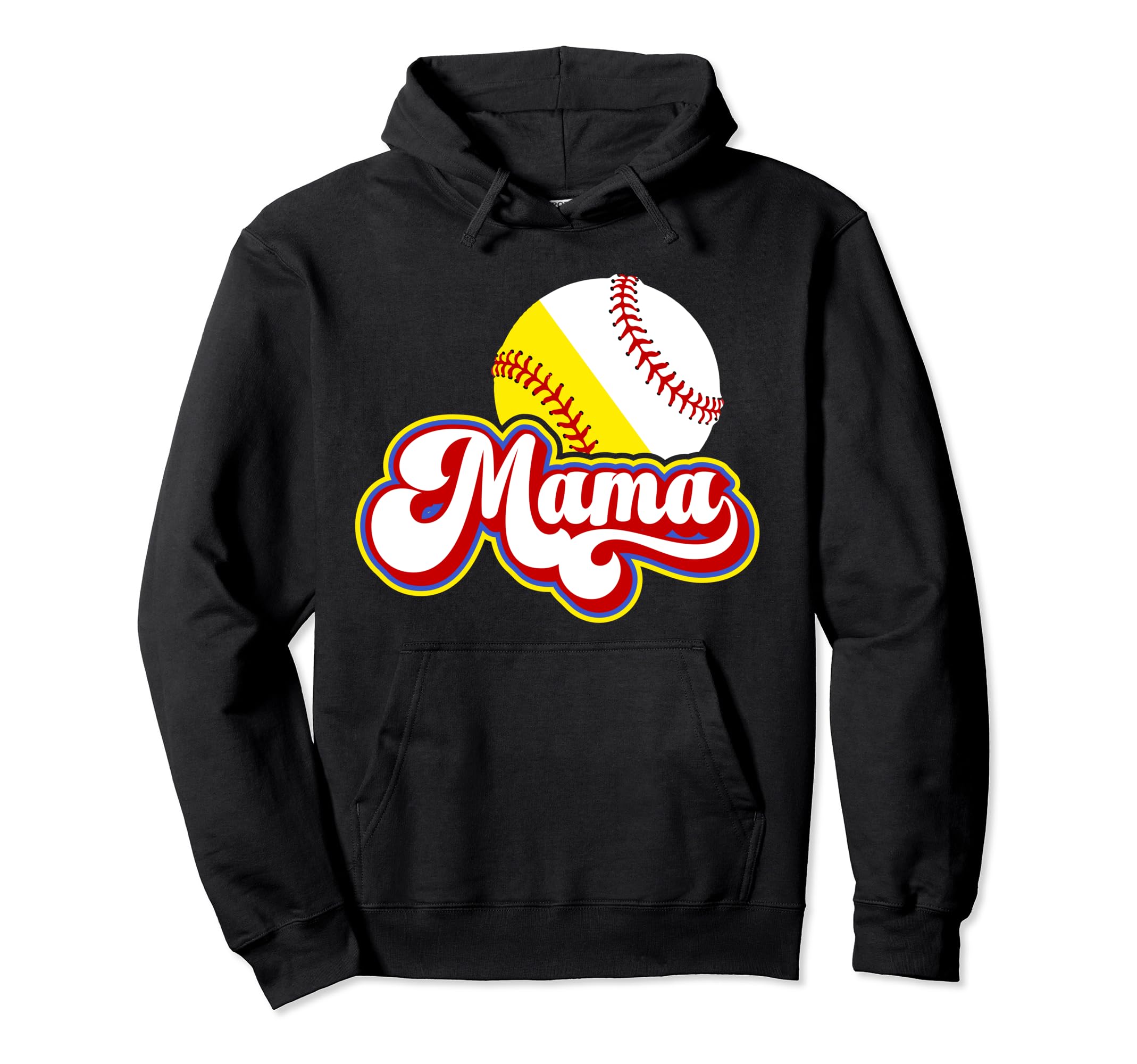 Mama Softball Baseball Mom Baseball Hoodie - Trendy Graphic for Adults - T-Shirt, Sweatshirt, Hoodie