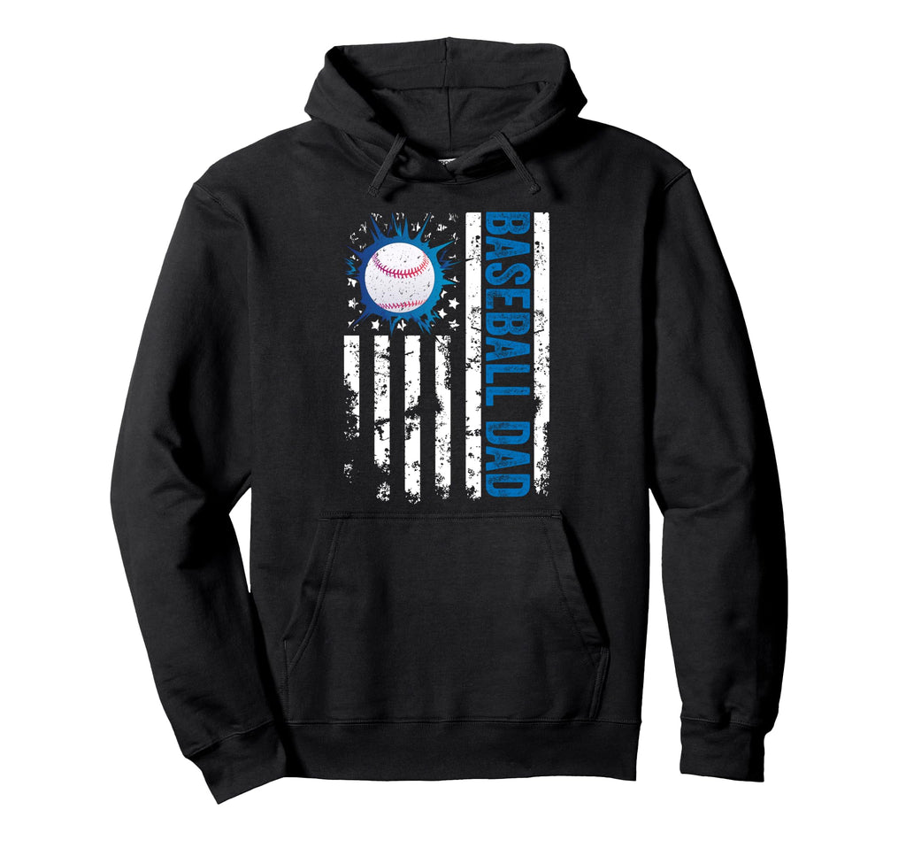 Baseball Dad Usa American Flag Hoodie - Minimalist Print for Adults - T-Shirt, Sweatshirt, Hoodie