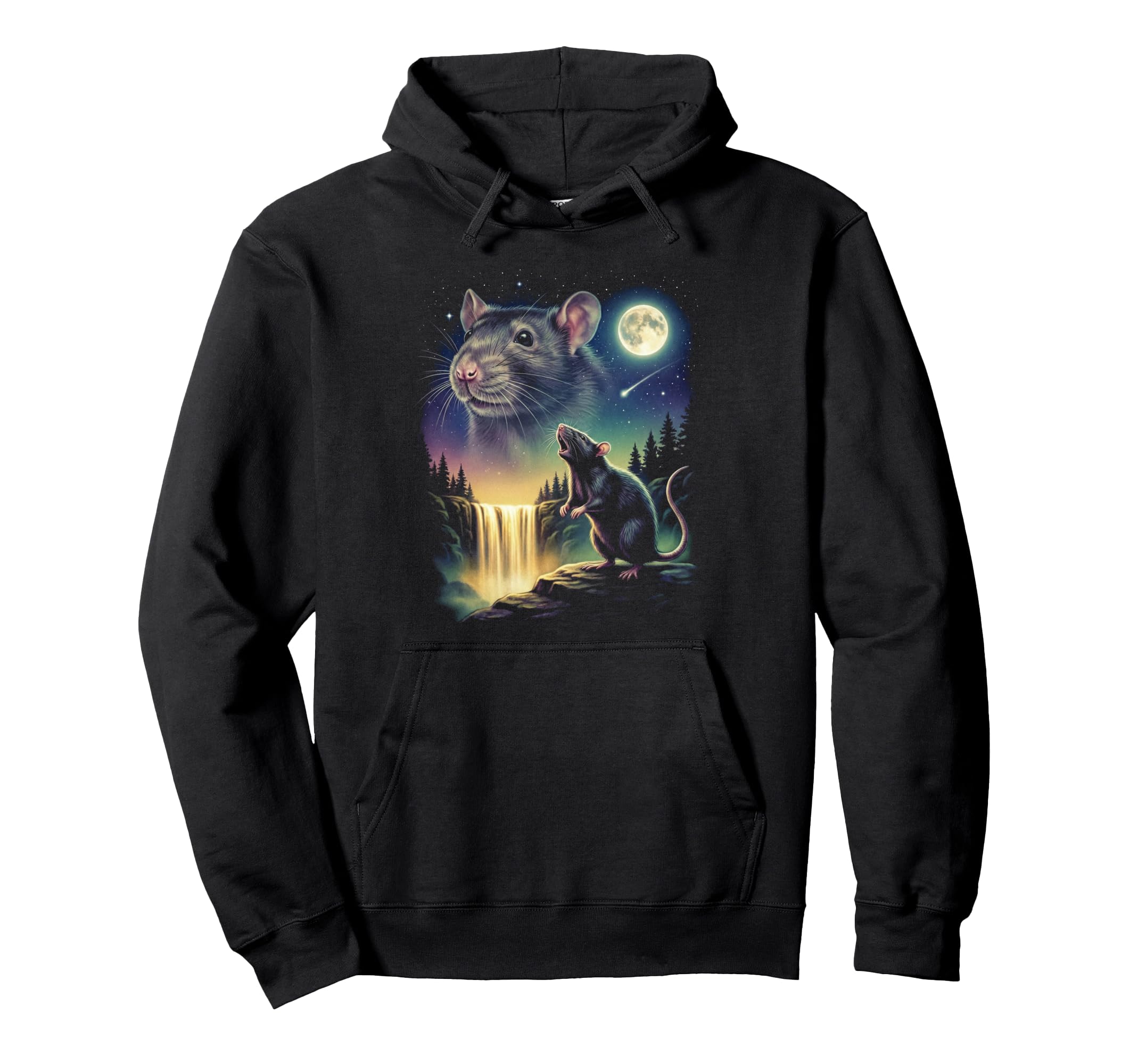 Rat Howling To Moon Meme Funny 90S Rat Hoodie - Fun Novelty Design Unisex - T-Shirt, Sweatshirt, Hoodie