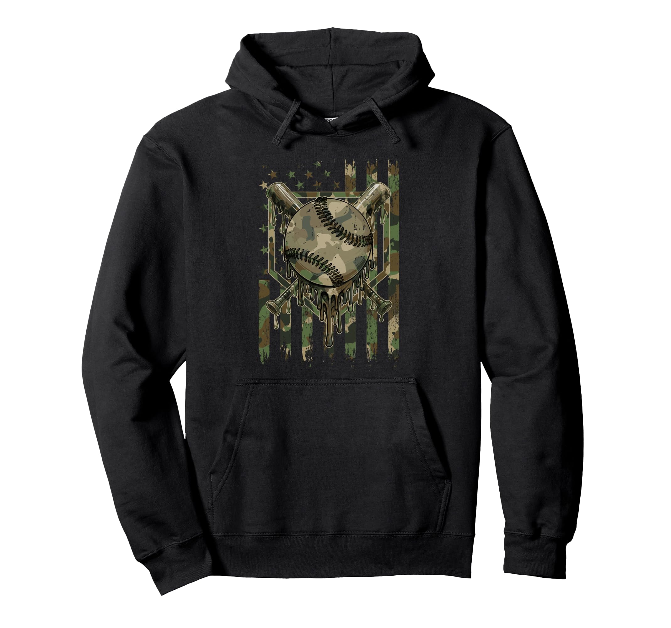 4Th July Baseball Drip American Flag Hoodie - Streetwear Style for Adults - T-Shirt, Sweatshirt, Hoodie