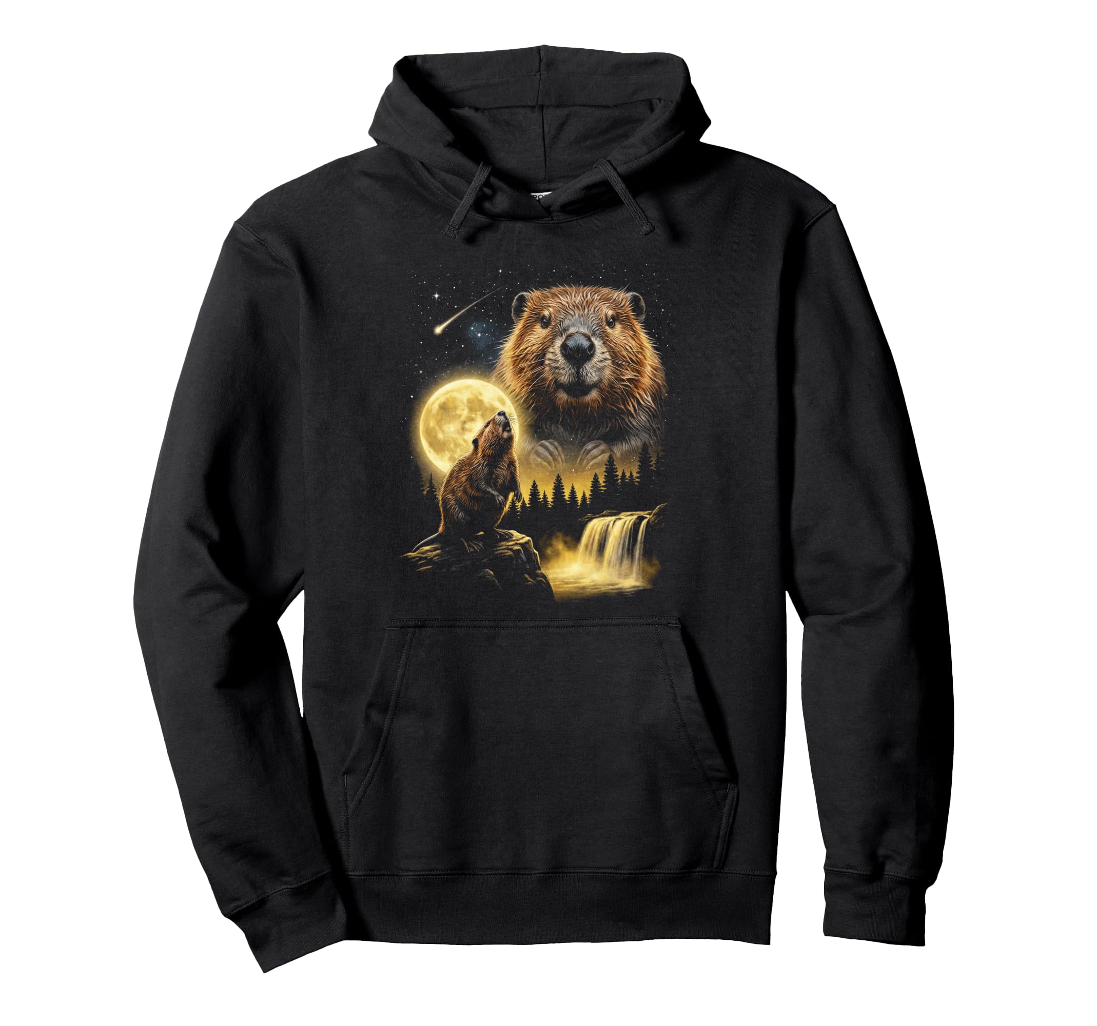 Beaver Howling To Moon Meme Funny 90S Hoodie - Casual Everyday Wear Unisex - T-Shirt, Sweatshirt, Hoodie