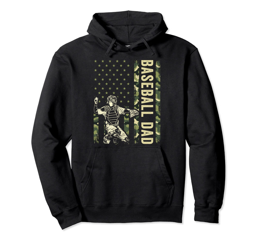Catcher Baseball Camo American Flag Hoodie - Streetwear Style Men Women - T-Shirt, Sweatshirt, Hoodie