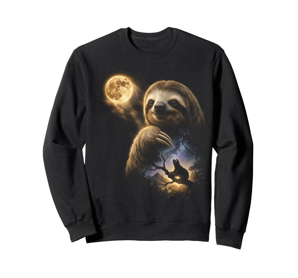 90S Sloth Howling Moon Y2K Sweatshirt - Streetwear Style for Adults - T-Shirt, Sweatshirt, Hoodie