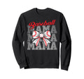 Baseball Mama Bow Mother Ball Playing Son Sweatshirt - Graphic Print Unisex - T-Shirt, Sweatshirt, Hoodie