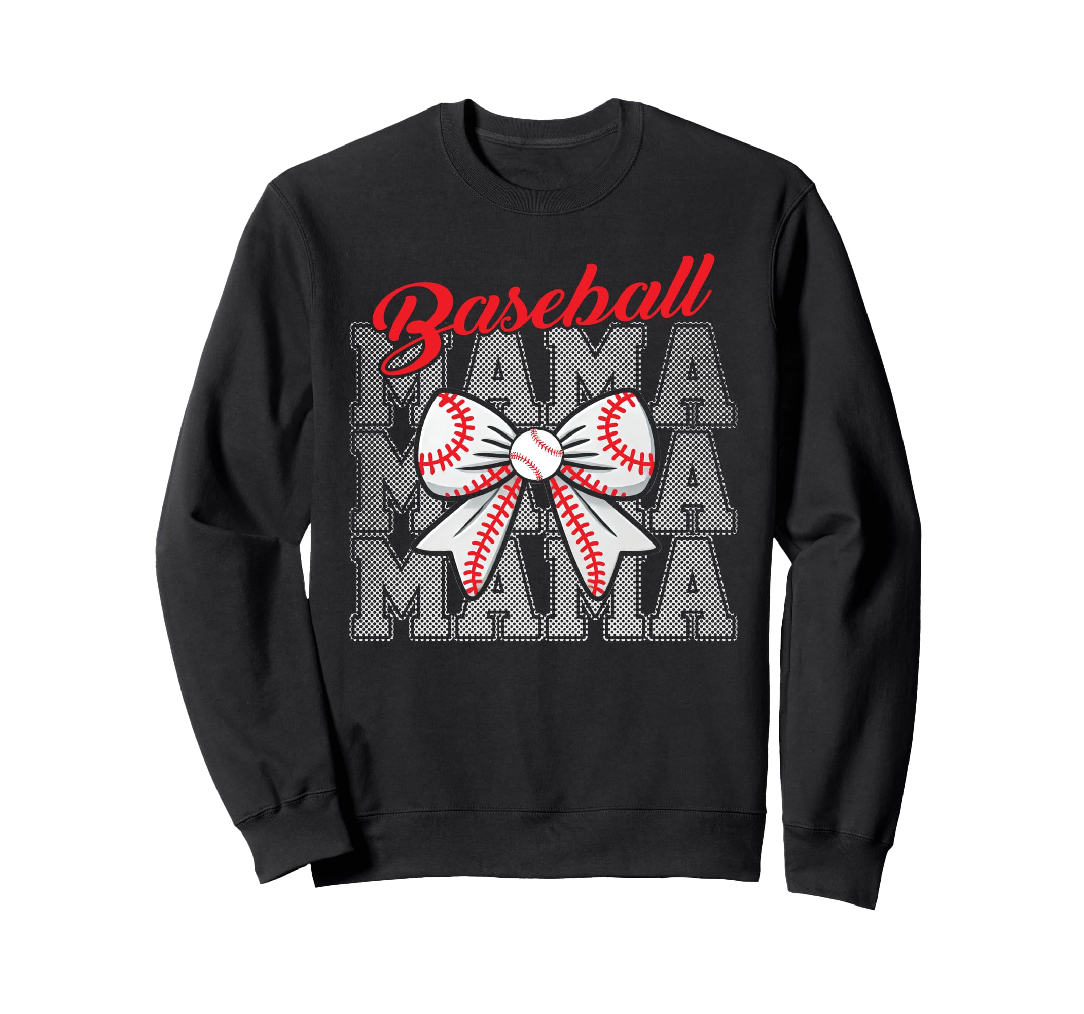 Baseball Mama Bow Mother Ball Playing Son Sweatshirt - Graphic Print Unisex - T-Shirt, Sweatshirt, Hoodie