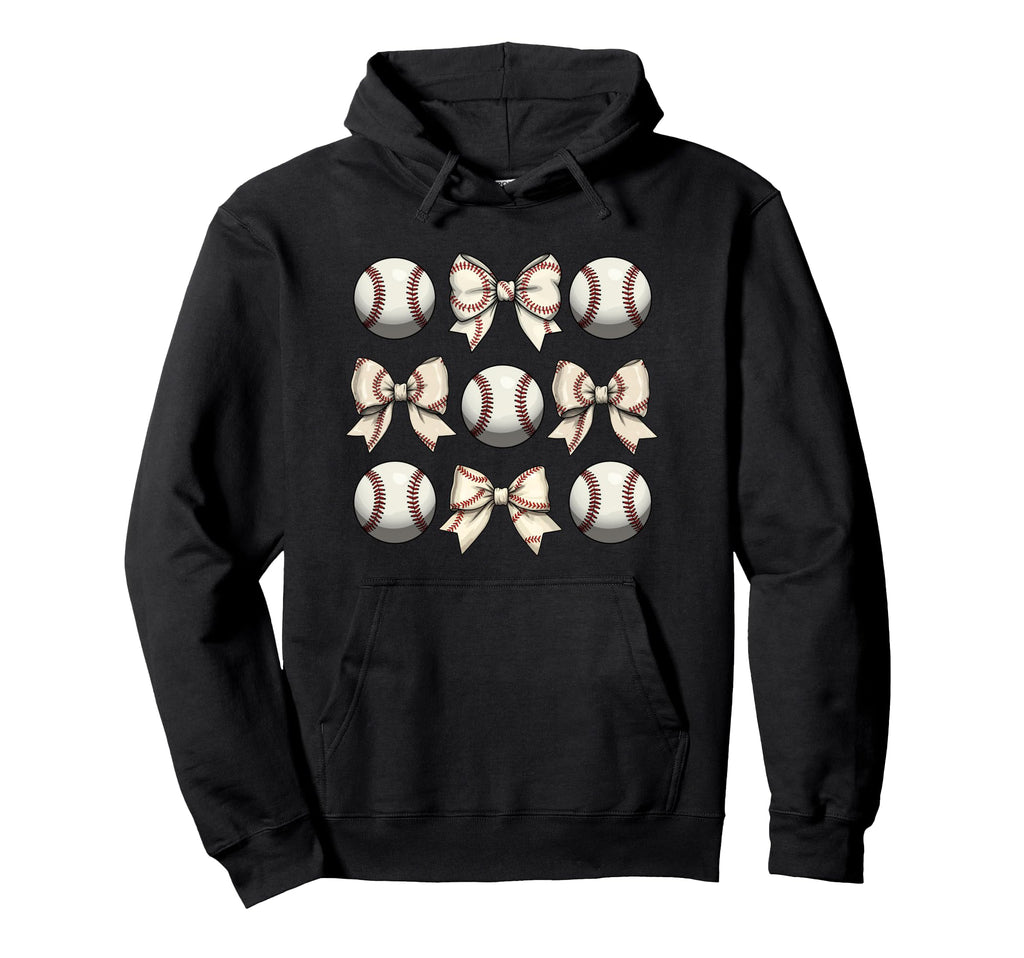 Baseball Coquette Bow Mothers Day Hoodie - Casual Everyday Wear Men Women - T-Shirt, Sweatshirt, Hoodie