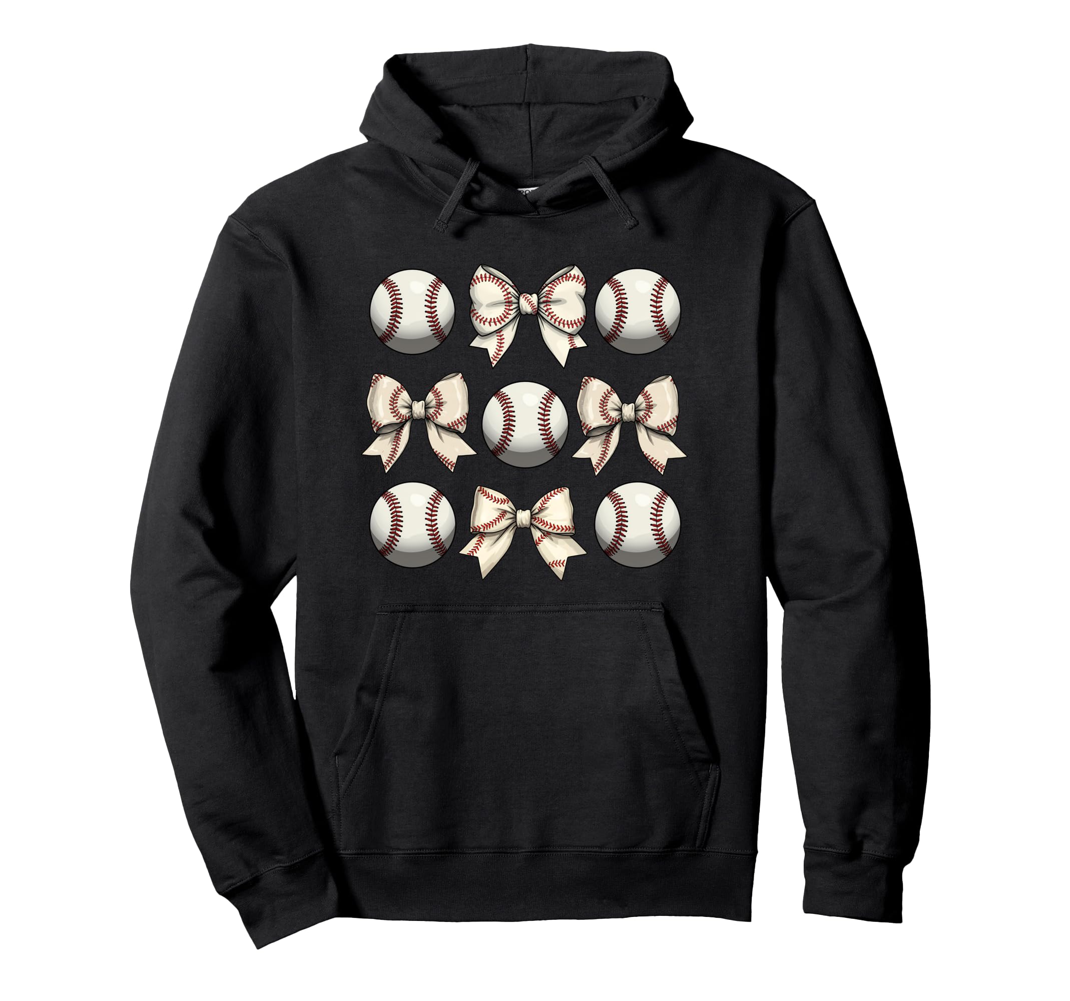 Baseball Coquette Bow Mothers Day Hoodie - Casual Everyday Wear Men Women - T-Shirt, Sweatshirt, Hoodie