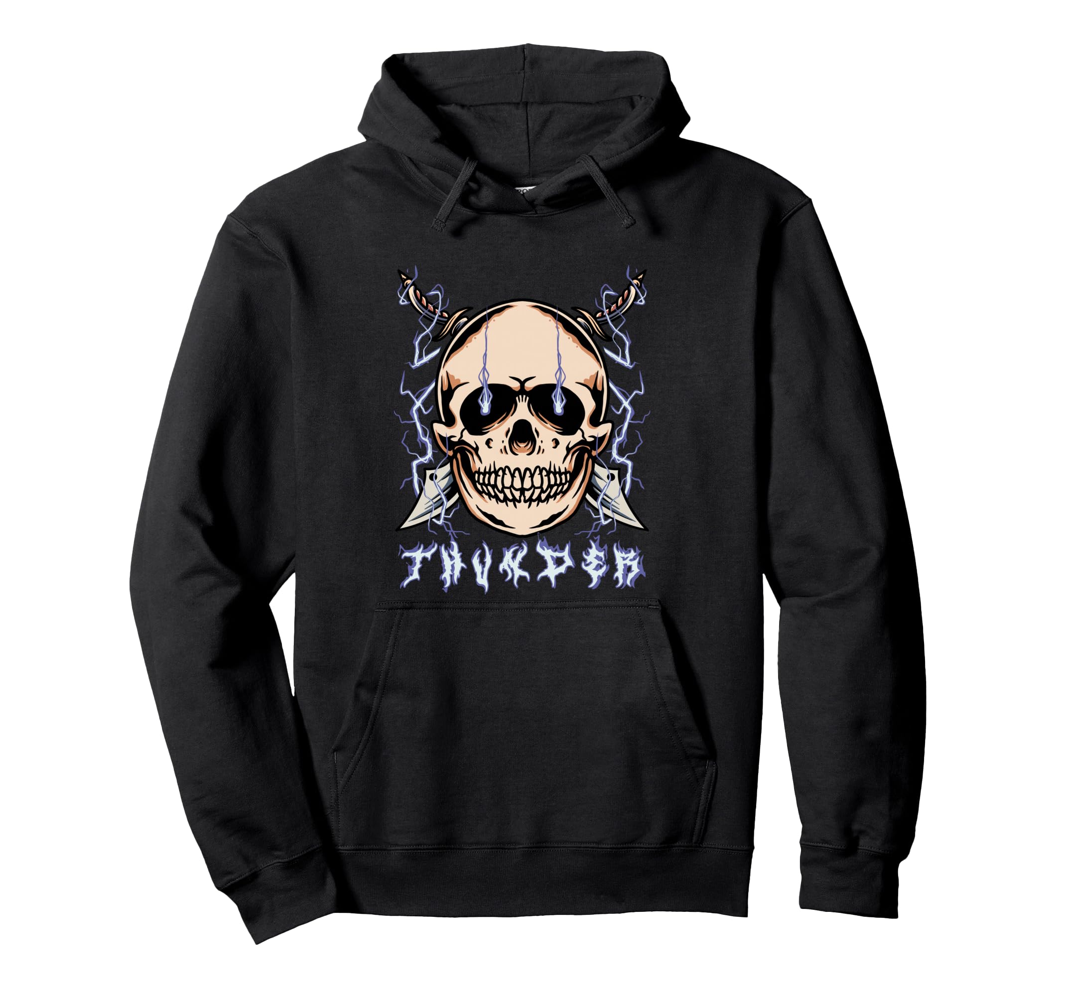 Lightning Skull Thunder Aesthetic Edgy Hoodie - Trendy Graphic Unisex - T-Shirt, Sweatshirt, Hoodie