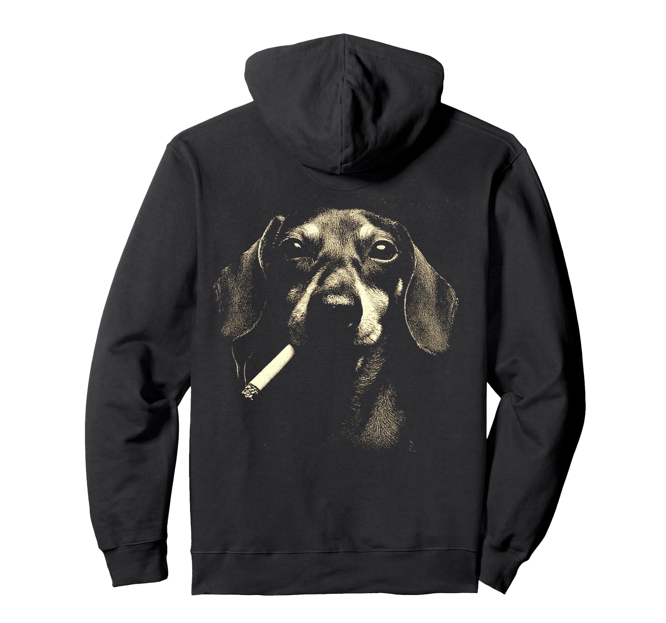 Dachshund Smoking Cigarette Grunge Hoodie - Custom Art Print Men Women - T-Shirt, Sweatshirt, Hoodie