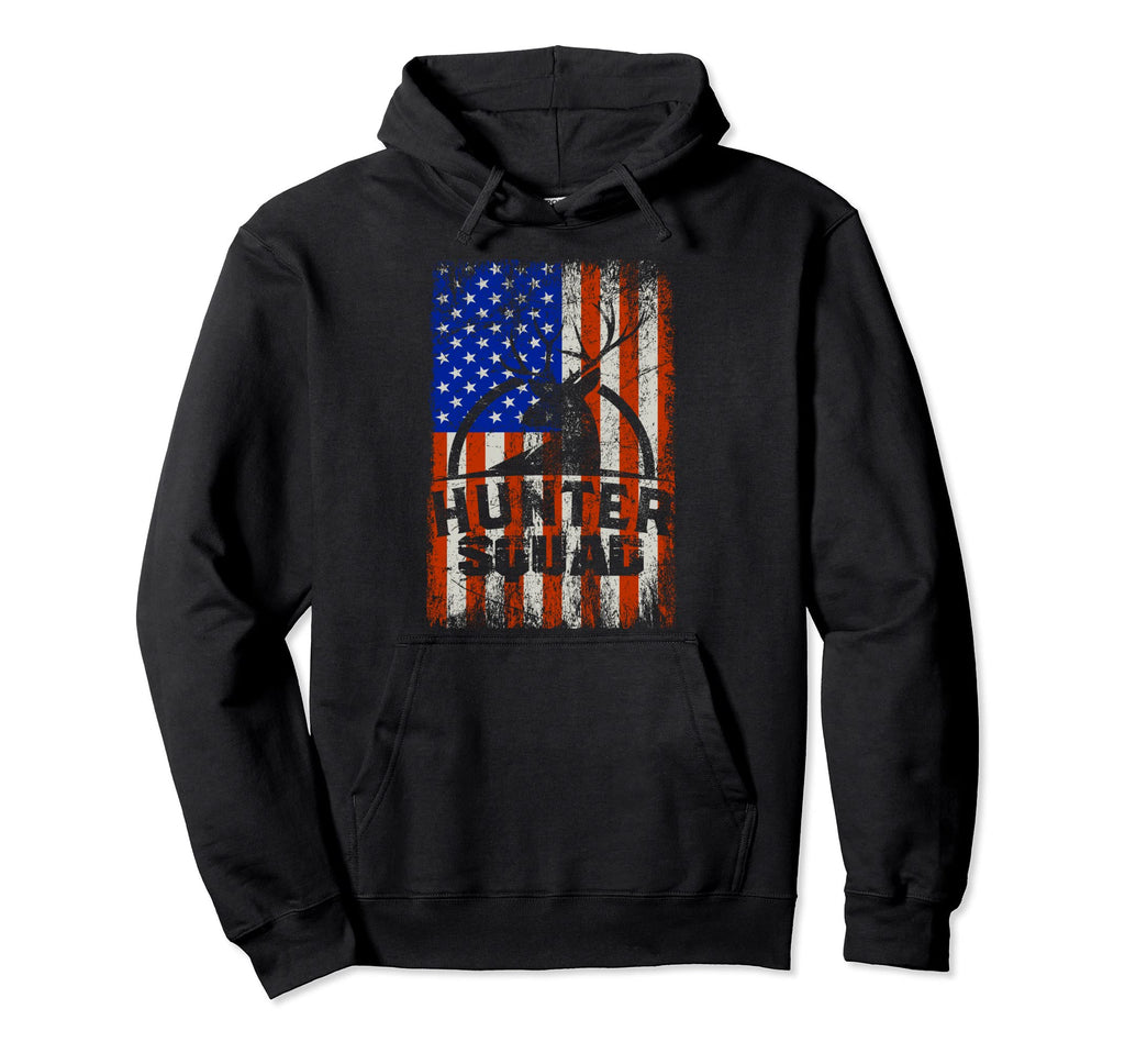 Hunter Squad Deer Patriotic American Hoodie - Minimalist Print for Adults - T-Shirt, Sweatshirt, Hoodie