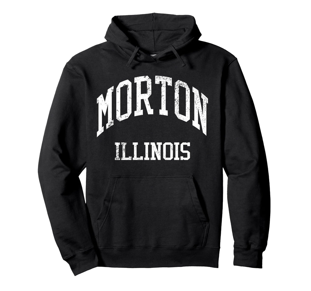 Morton Illinois 70S College Sports Hoodie - Minimalist Print for Adults - T-Shirt, Sweatshirt, Hoodie