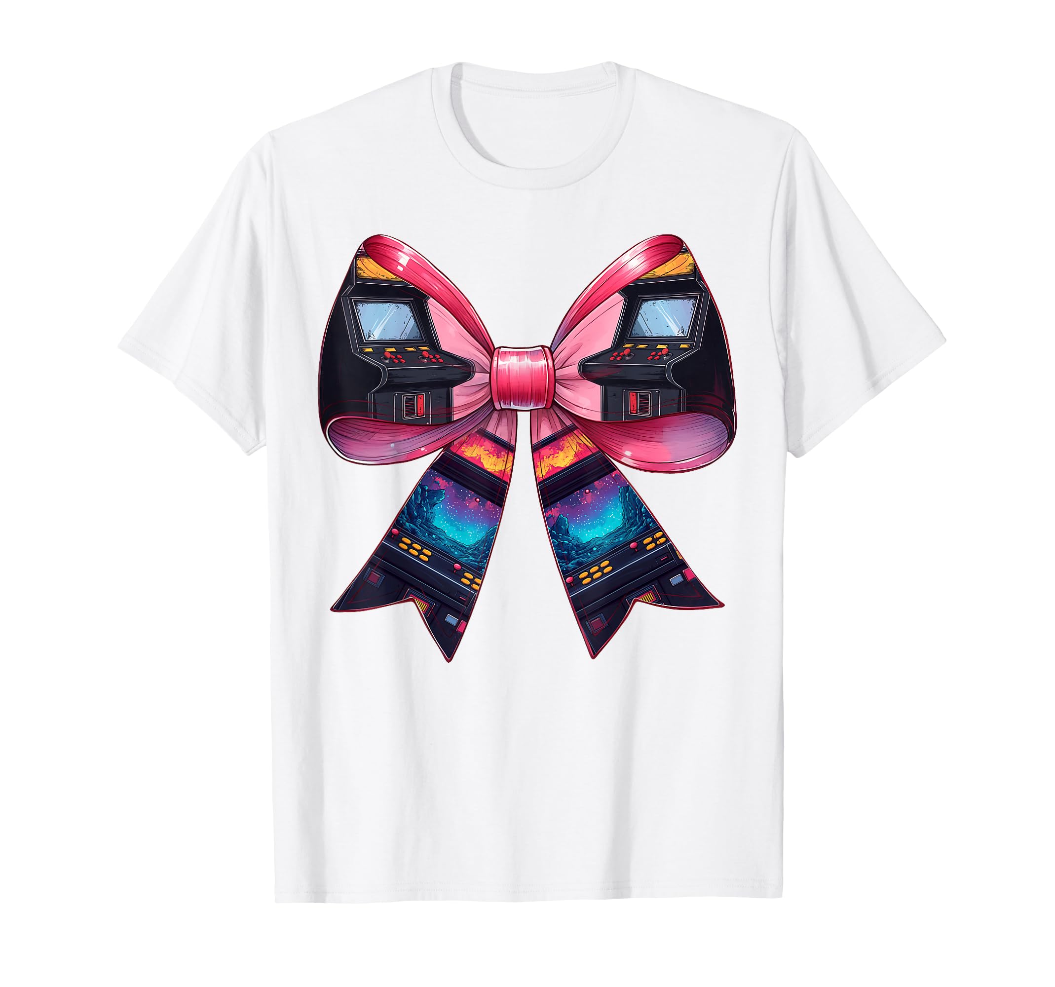 Coquette Bow Arcade Gaming Gamer T-Shirt - Minimalist Print Men Women - T-Shirt, Sweatshirt, Hoodie