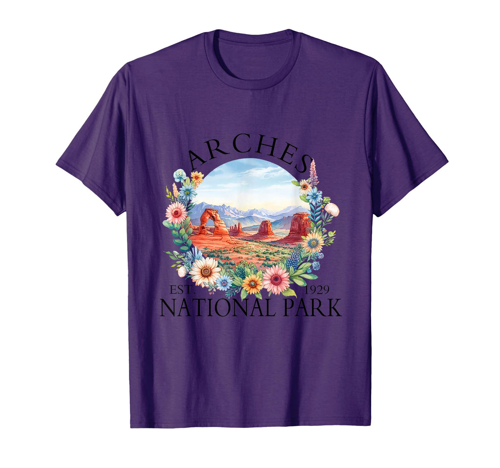Floral Arches National Park Hiking T-Shirt - Aesthetic Graphic for Adults - T-Shirt, Sweatshirt, Hoodie