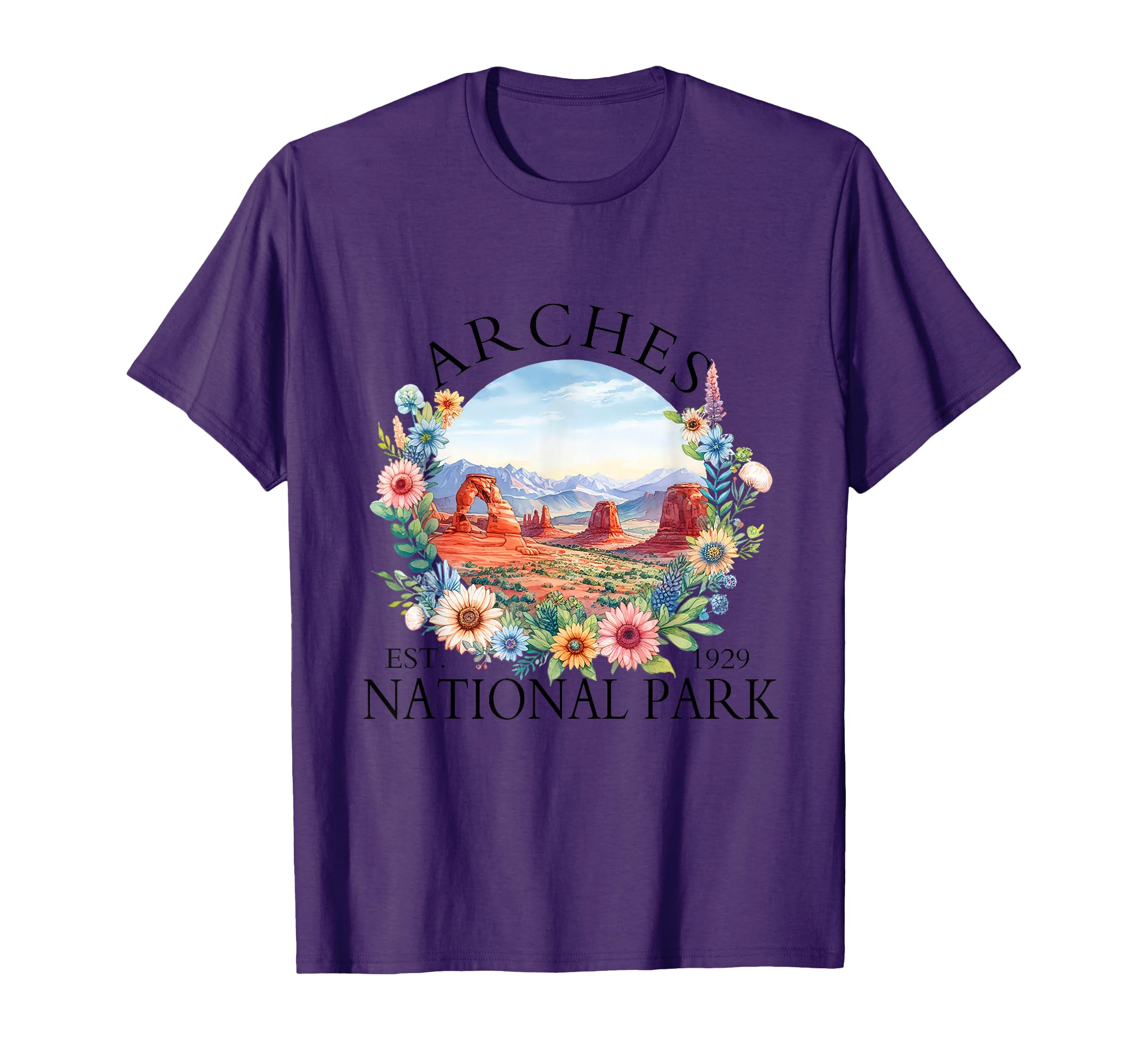 Floral Arches National Park Hiking T-Shirt - Aesthetic Graphic for Adults - T-Shirt, Sweatshirt, Hoodie