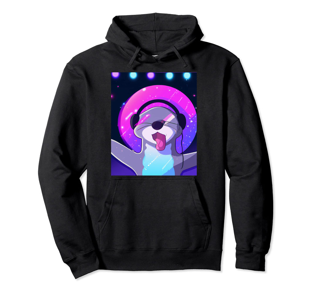 Otter Vaporwave Aesthetic Dj Otter Hoodie - Unique Graphic Men Women - T-Shirt, Sweatshirt, Hoodie
