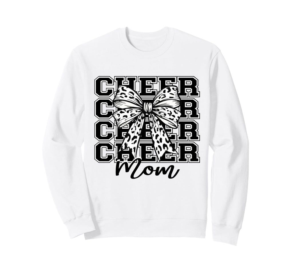 Football Cheer Mom Game Day White Bow Sweatshirt - Graphic Print Unisex - T-Shirt, Sweatshirt, Hoodie