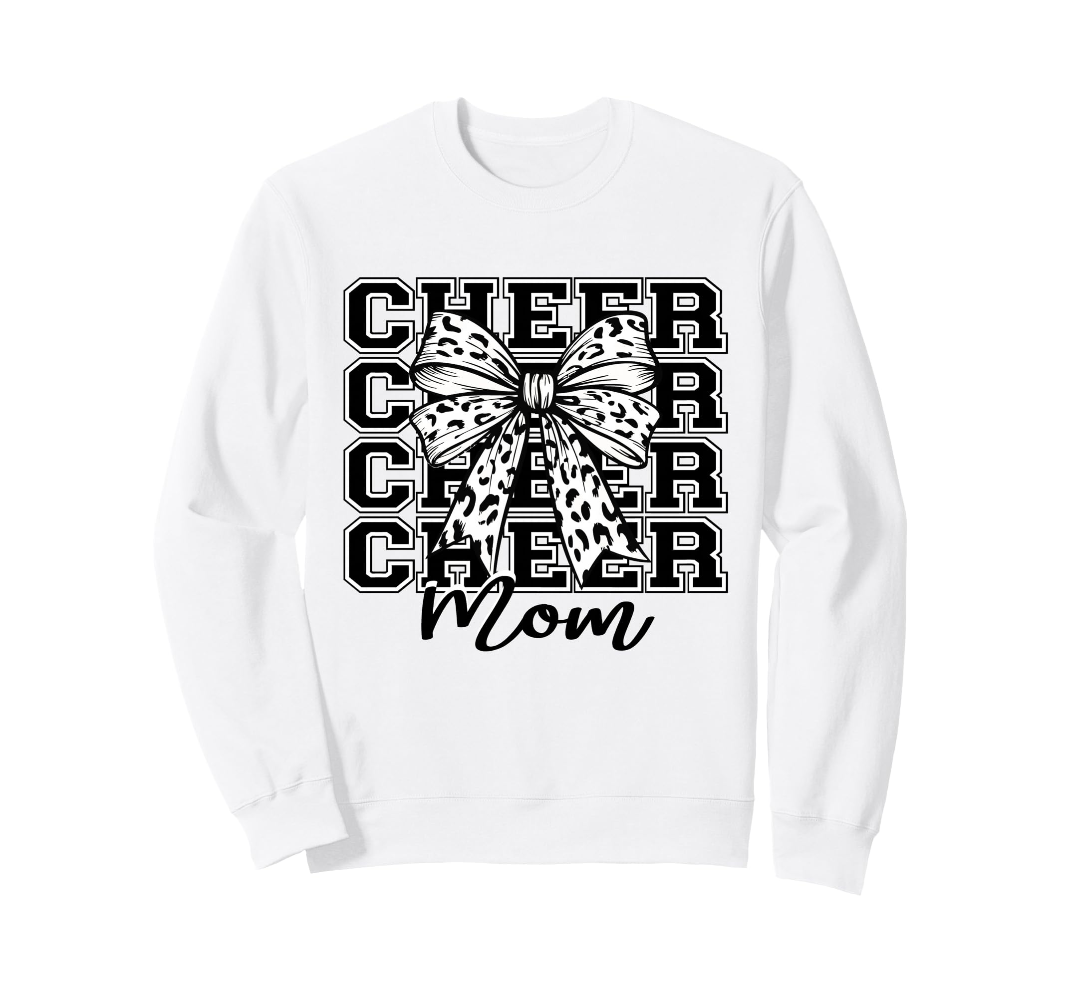 Football Cheer Mom Game Day White Bow Sweatshirt - Graphic Print Unisex - T-Shirt, Sweatshirt, Hoodie