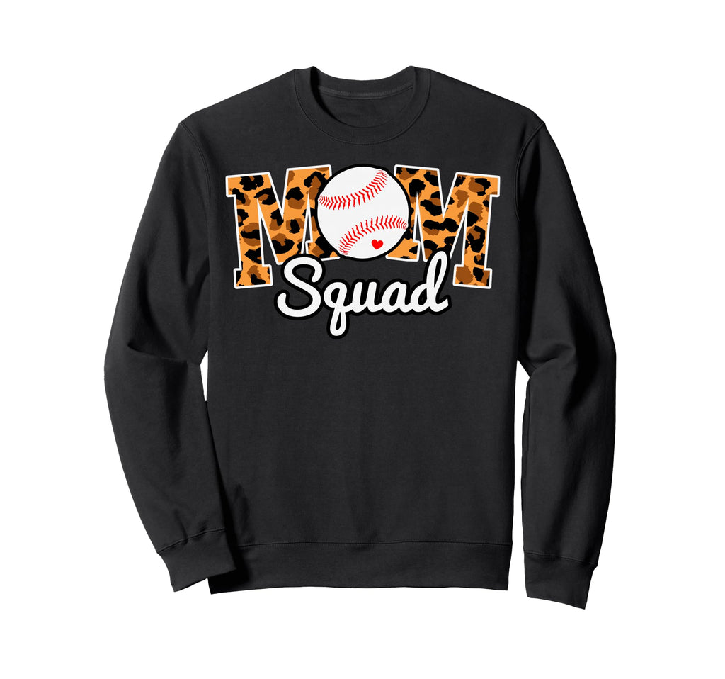 Mom Squad Leopard Baseball Sweatshirt - Fun Novelty Design Men Women - T-Shirt, Sweatshirt, Hoodie
