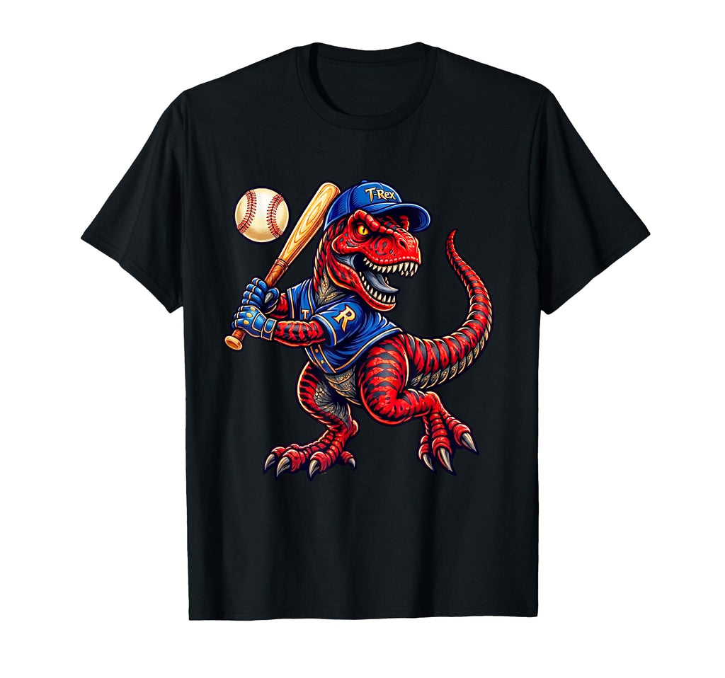 Funny Baseball Dinosaur T-Shirt - Fun Novelty Design for Adults - T-Shirt, Sweatshirt, Hoodie