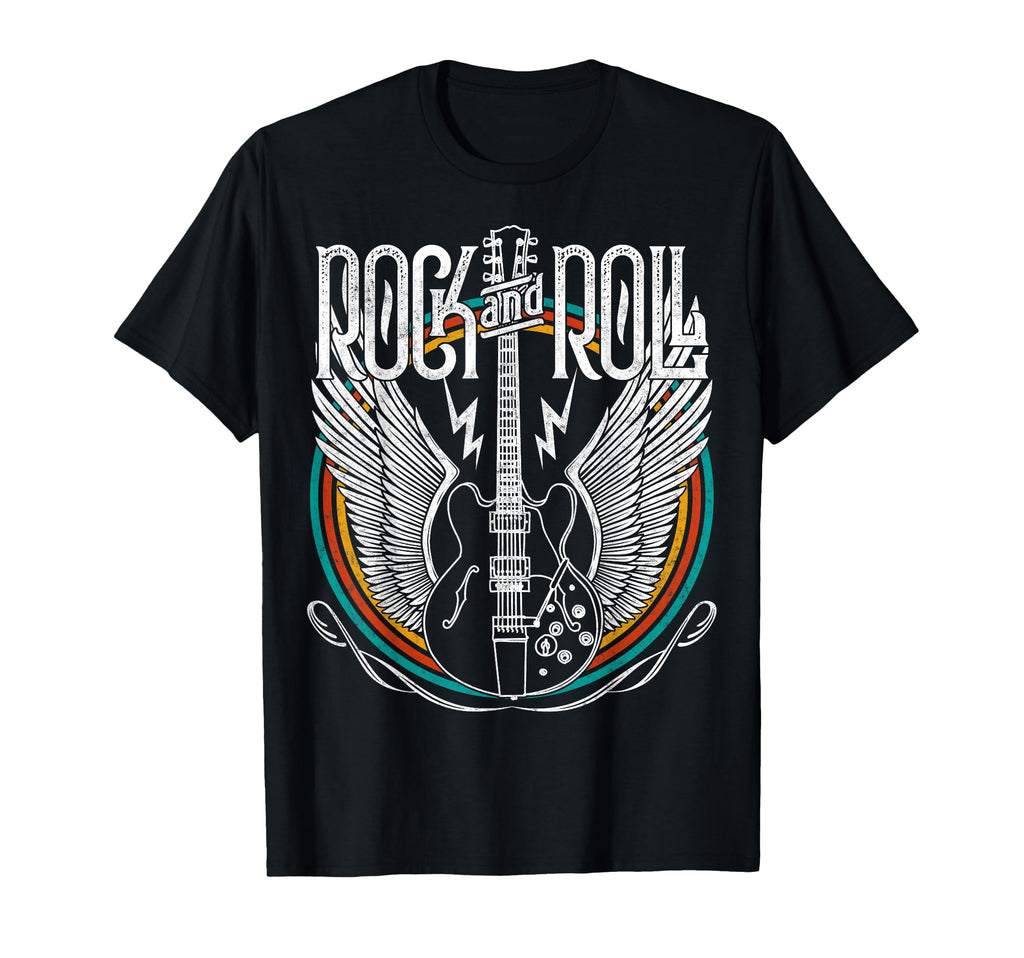 Distressed 80S Rock Roll Music Guitar T-Shirt - Graphic Print Men Women - T-Shirt, Sweatshirt, Hoodie