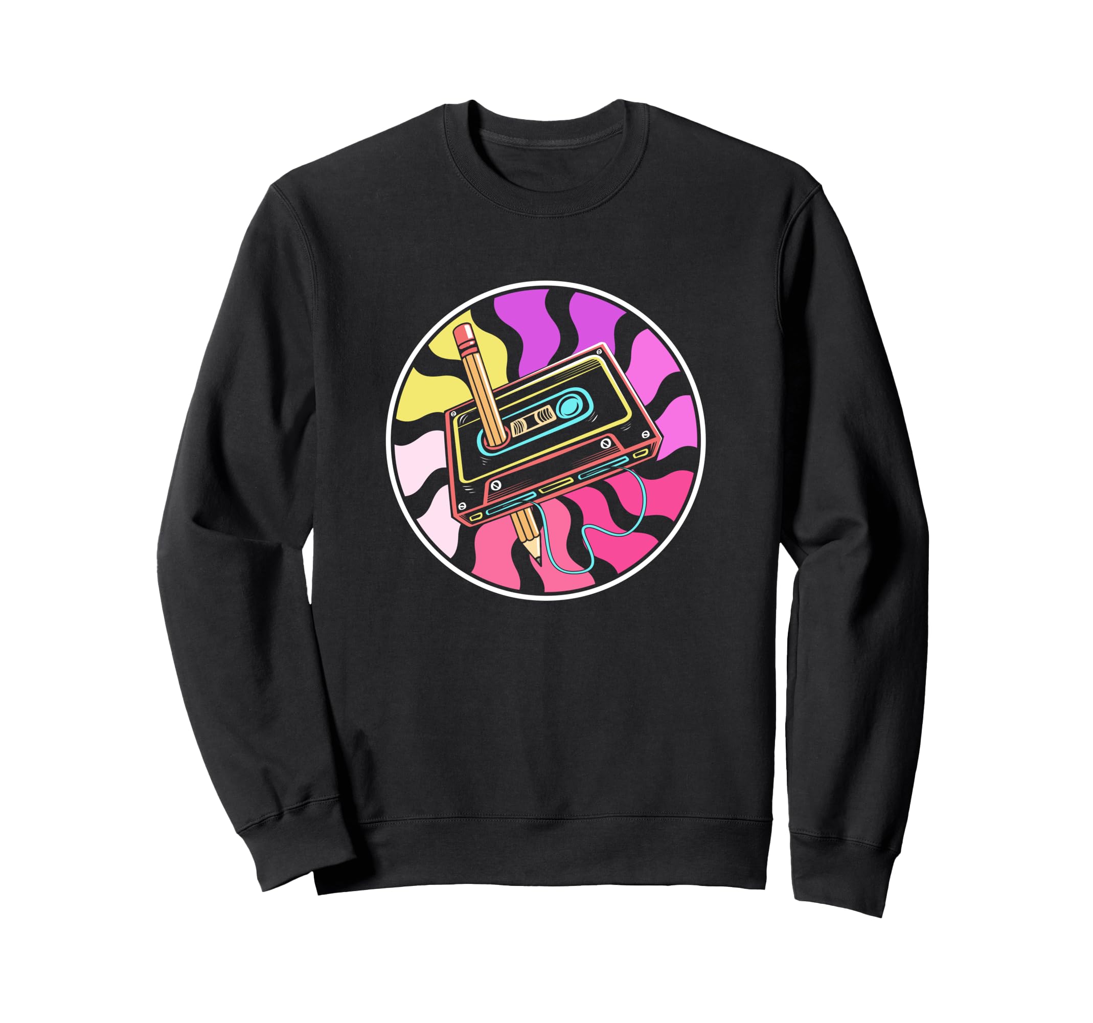 90S Cassette Tape Pencil 90S Music Sweatshirt - Trendy Graphic Unisex - T-Shirt, Sweatshirt, Hoodie