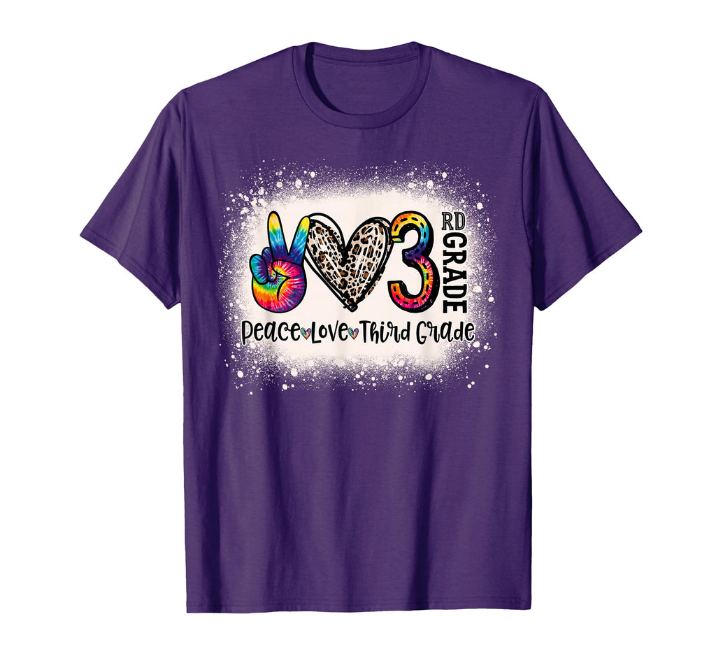Peace Love 3Rd Grade Teacher Back To School T-Shirt - Graphic Print Unisex - T-Shirt, Sweatshirt, Hoodie