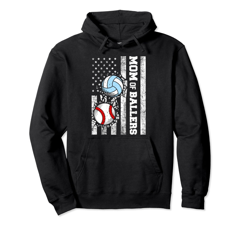 Mom Ballers Funny Usa Flag Baseball Hoodie - Graphic Print for Adults - T-Shirt, Sweatshirt, Hoodie