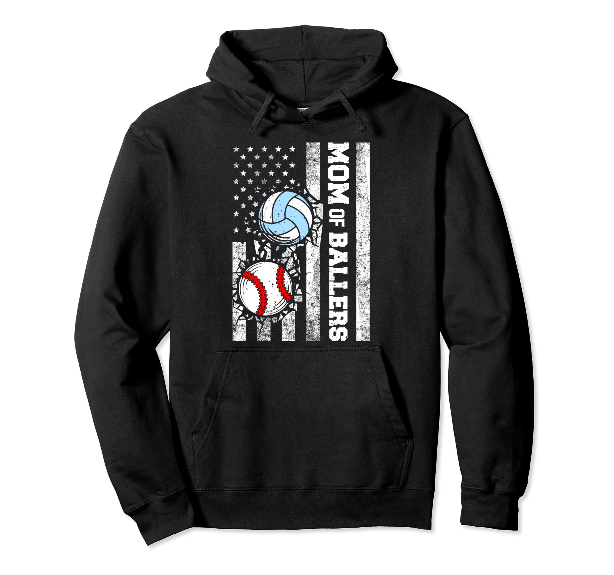 Mom Ballers Funny Usa Flag Baseball Hoodie - Graphic Print for Adults - T-Shirt, Sweatshirt, Hoodie