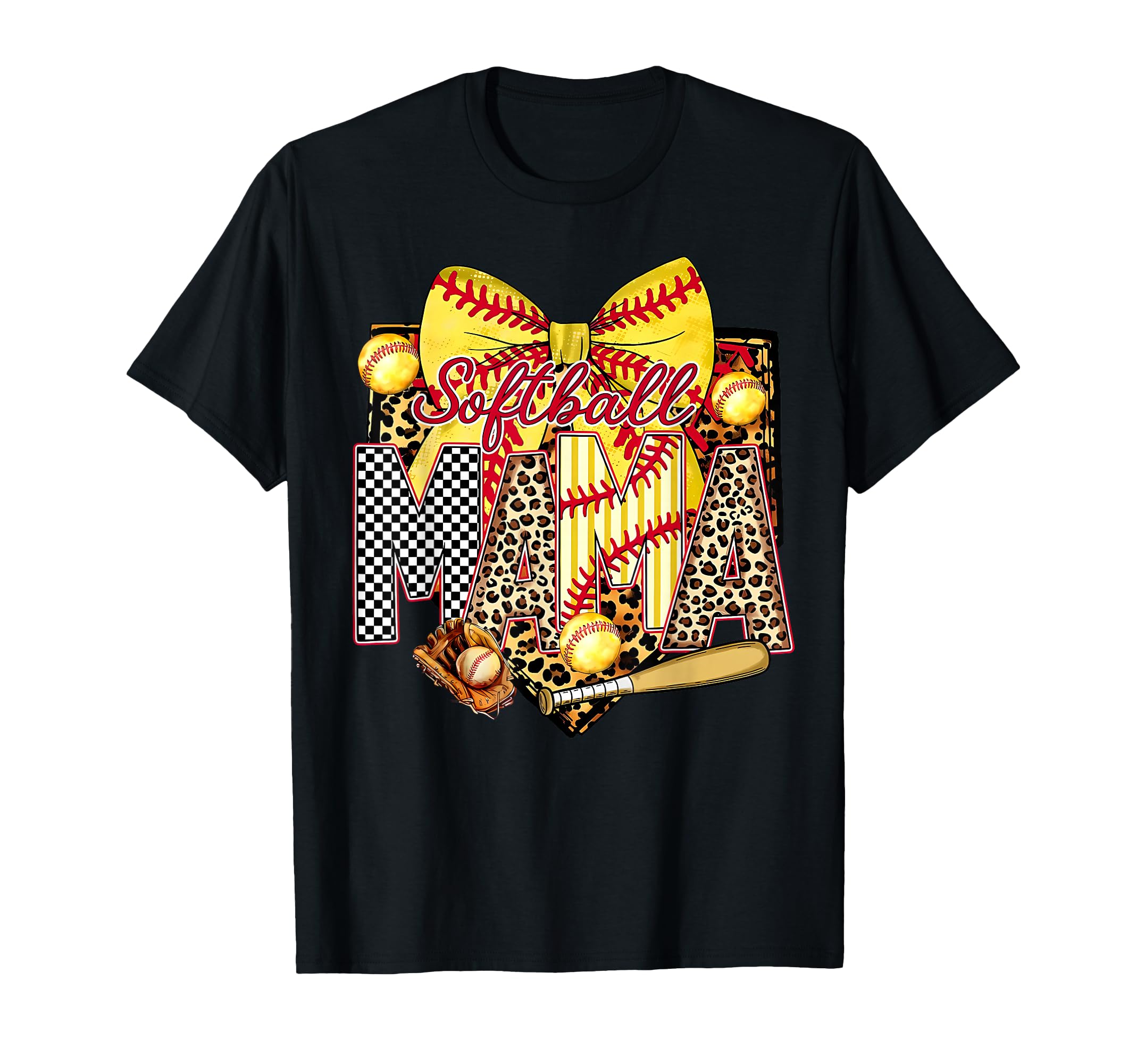 Yellow Leopard Checker Bow Letters T-Shirt - Trendy Graphic Unisex - T-Shirt, Sweatshirt, Hoodie