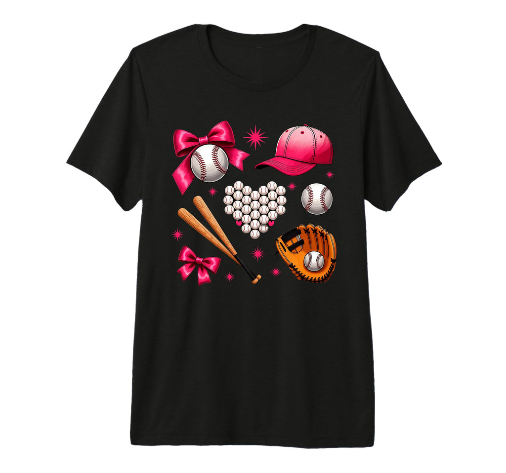 Baseball Bow Baseball Mom Mama Mother T-Shirt - Aesthetic Graphic Unisex - T-Shirt, Sweatshirt, Hoodie