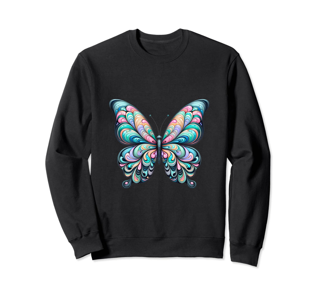 Psychedelic Butterfly Bright Sweatshirt - Casual Everyday Wear for Adults - T-Shirt, Sweatshirt, Hoodie